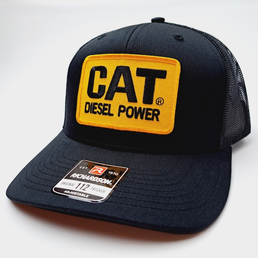 CAT Richardson 112 Trucker Mesh Snapback Hat Cap Black Embroidere…